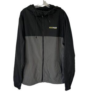Woodward Color Block Windbreaker Jacket Mens XL Black Gray Hooded